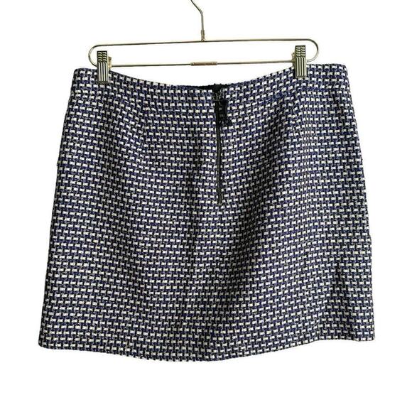 J Crew Postage‎ Stamp Tweed Mini Skirt Women's 10 Navy Lined Silk Blend Workwear - Picture 2 of 6